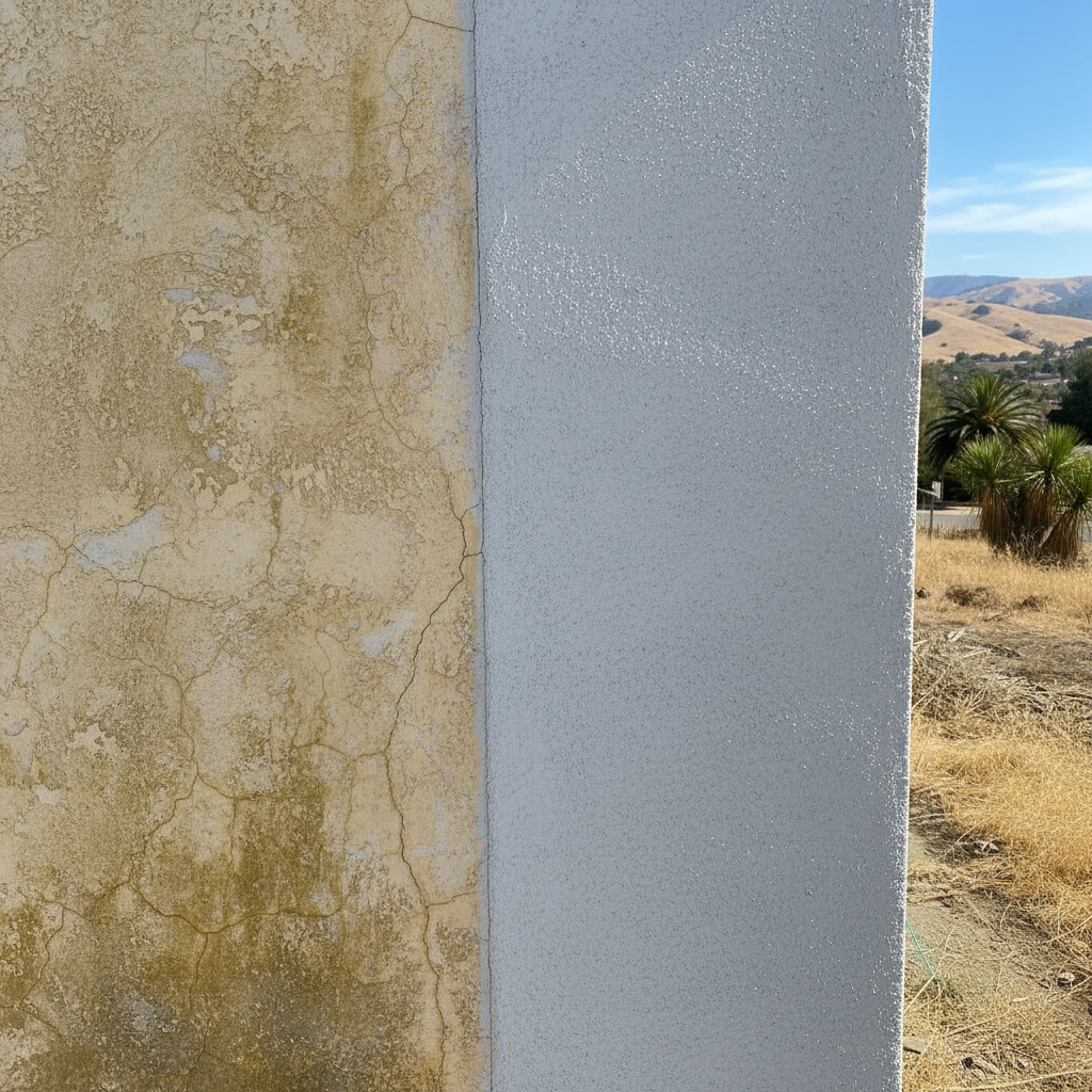 Completed stucco replacement work at a residential property in Stockton, CA