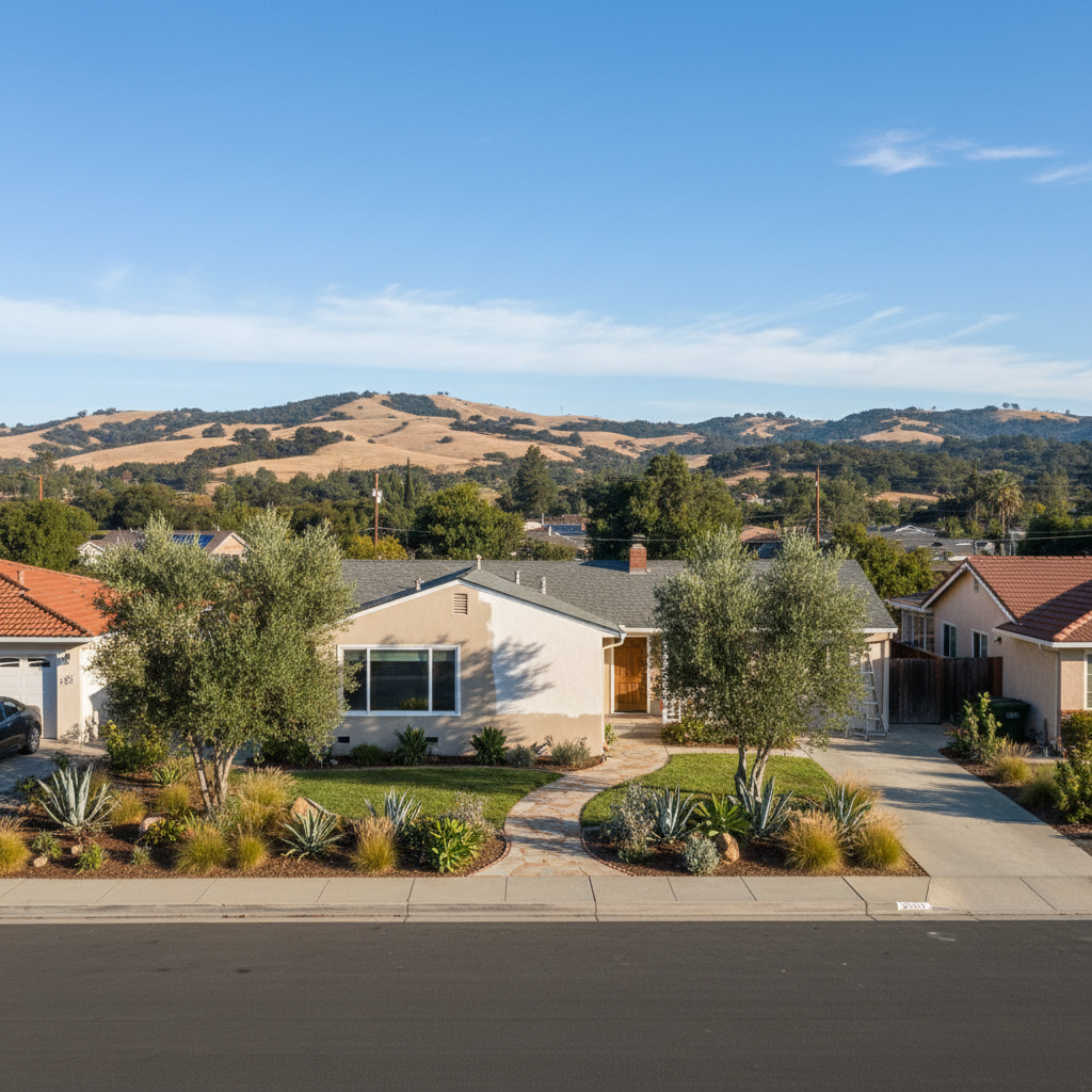 Completed stucco repair work at a residential property in Concord, CA