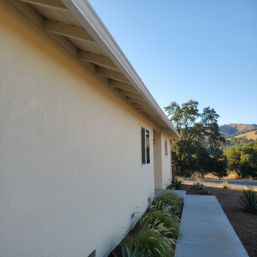 Completed residential stucco work at a residential property in Cupertino, CA
