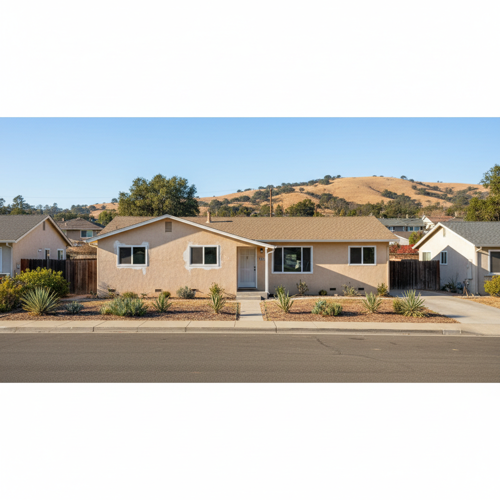 Completed stucco repair work at a residential property in Castro Valley, CA