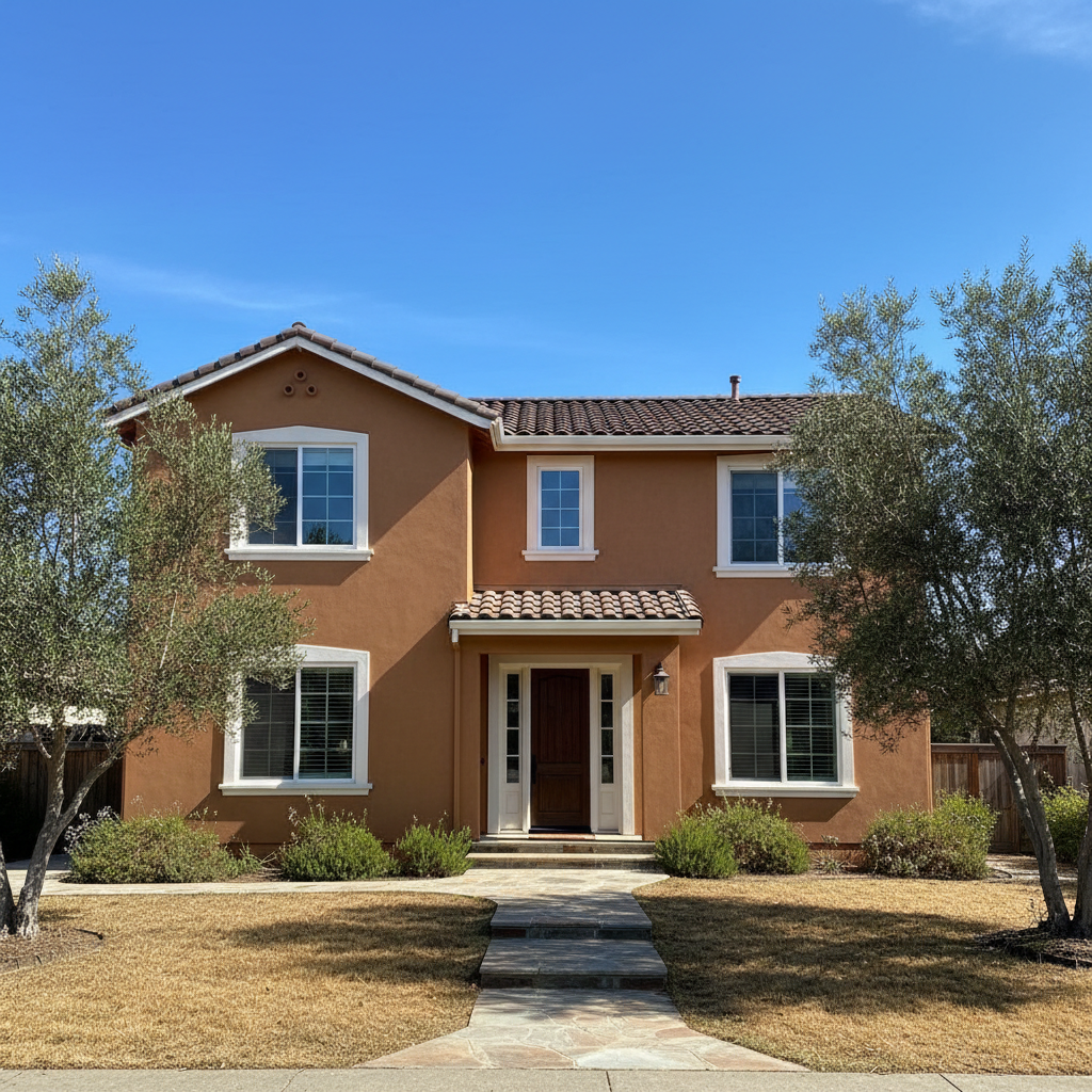 Completed stucco painting work at a residential property in Campbell, CA