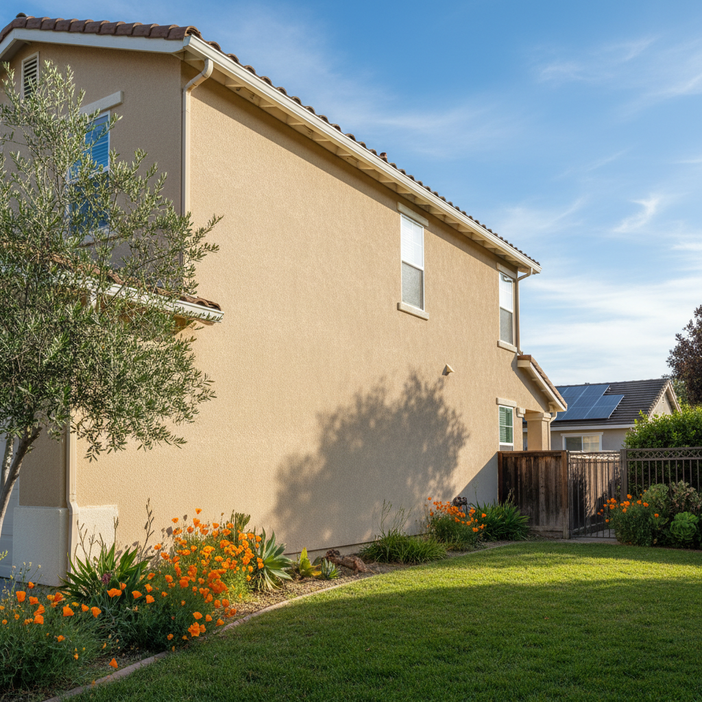 Completed residential stucco work at a residential property in Fremont, CA