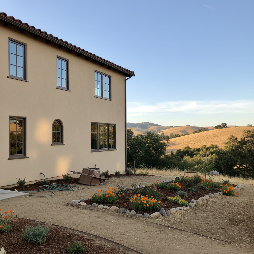 Completed stucco installation work at a residential property in Oakland, CA