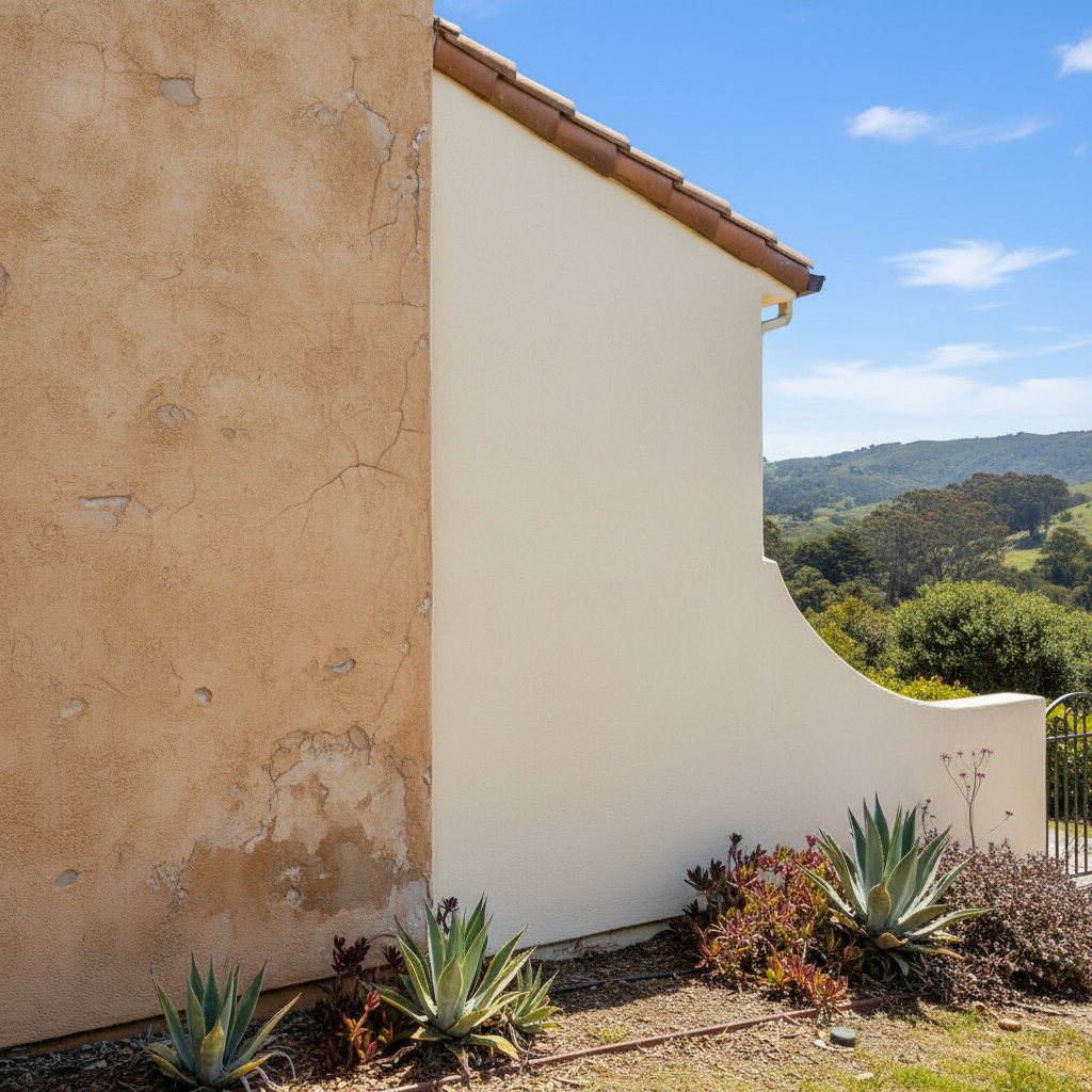 Completed stucco replacement work at a residential property in Monterey, CA