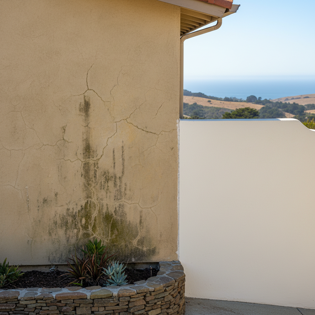 Completed stucco replacement work at a residential property in Monterey, CA