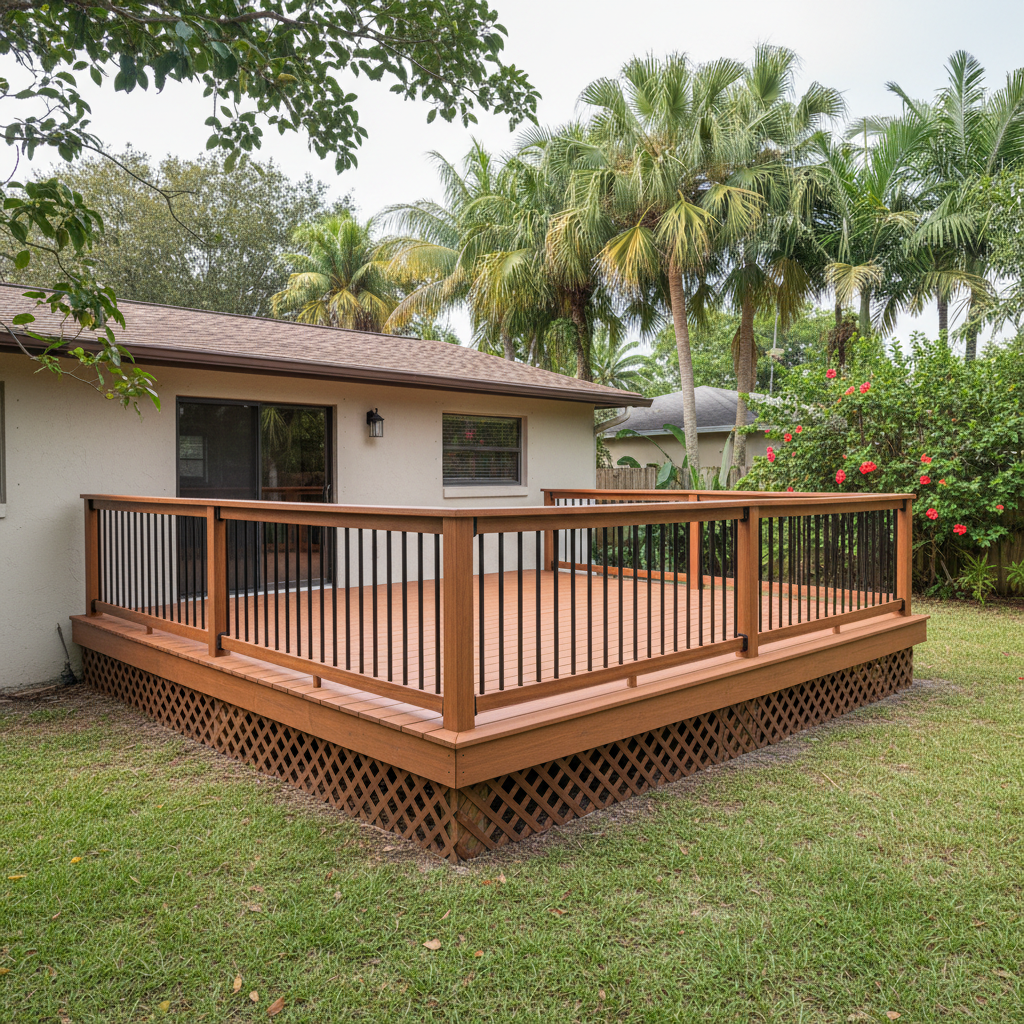 Completed composite decks work at a residential property in Coral Springs, FL