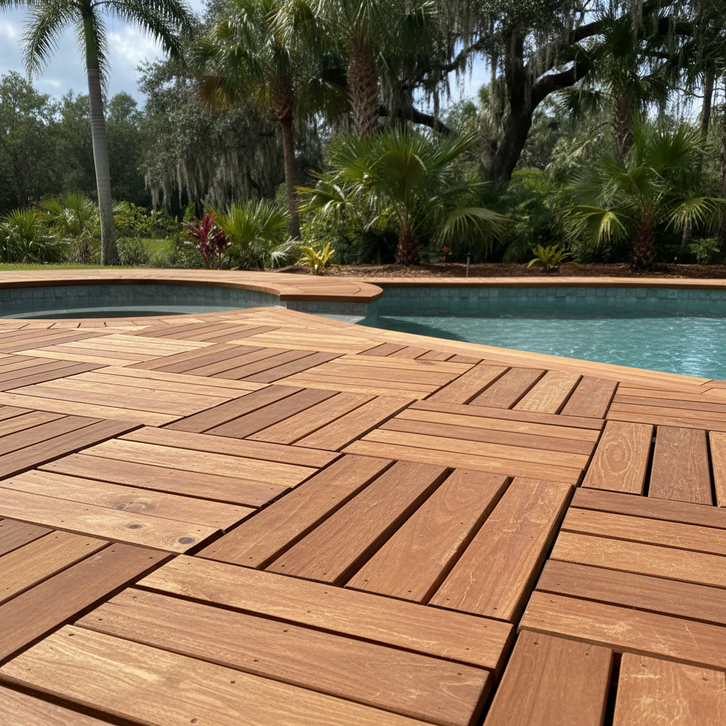 Completed pool decks work at a residential property in Cross City, FL