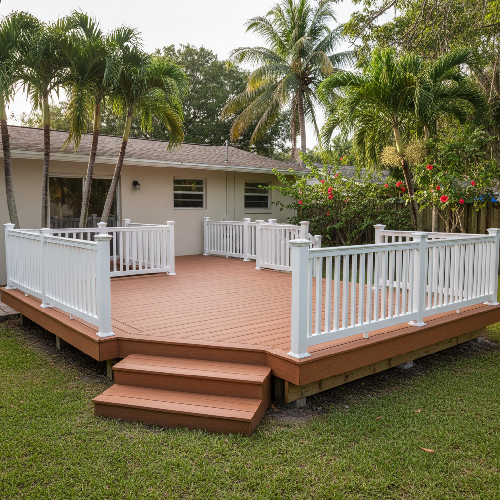 Completed composite decks work at a residential property in Coral Springs, FL