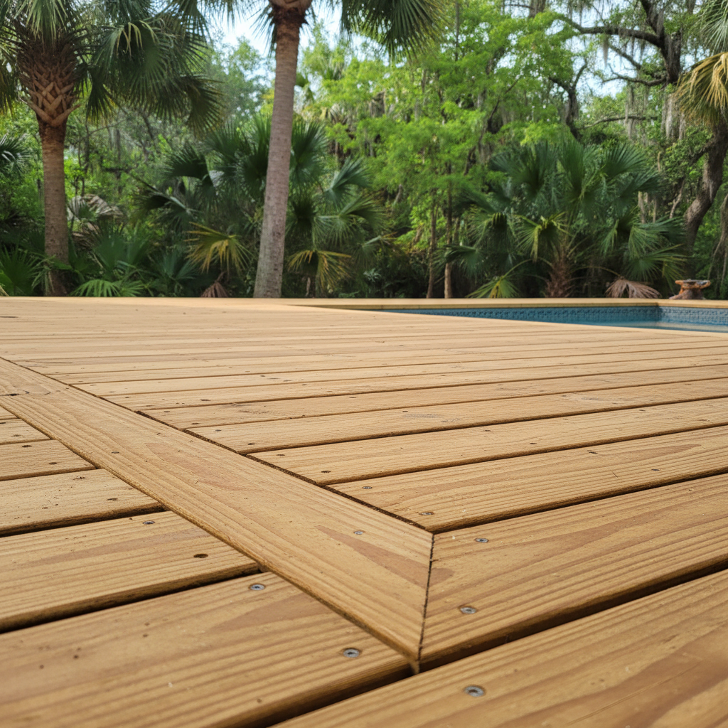 Completed pool decks work at a residential property in Cross City, FL