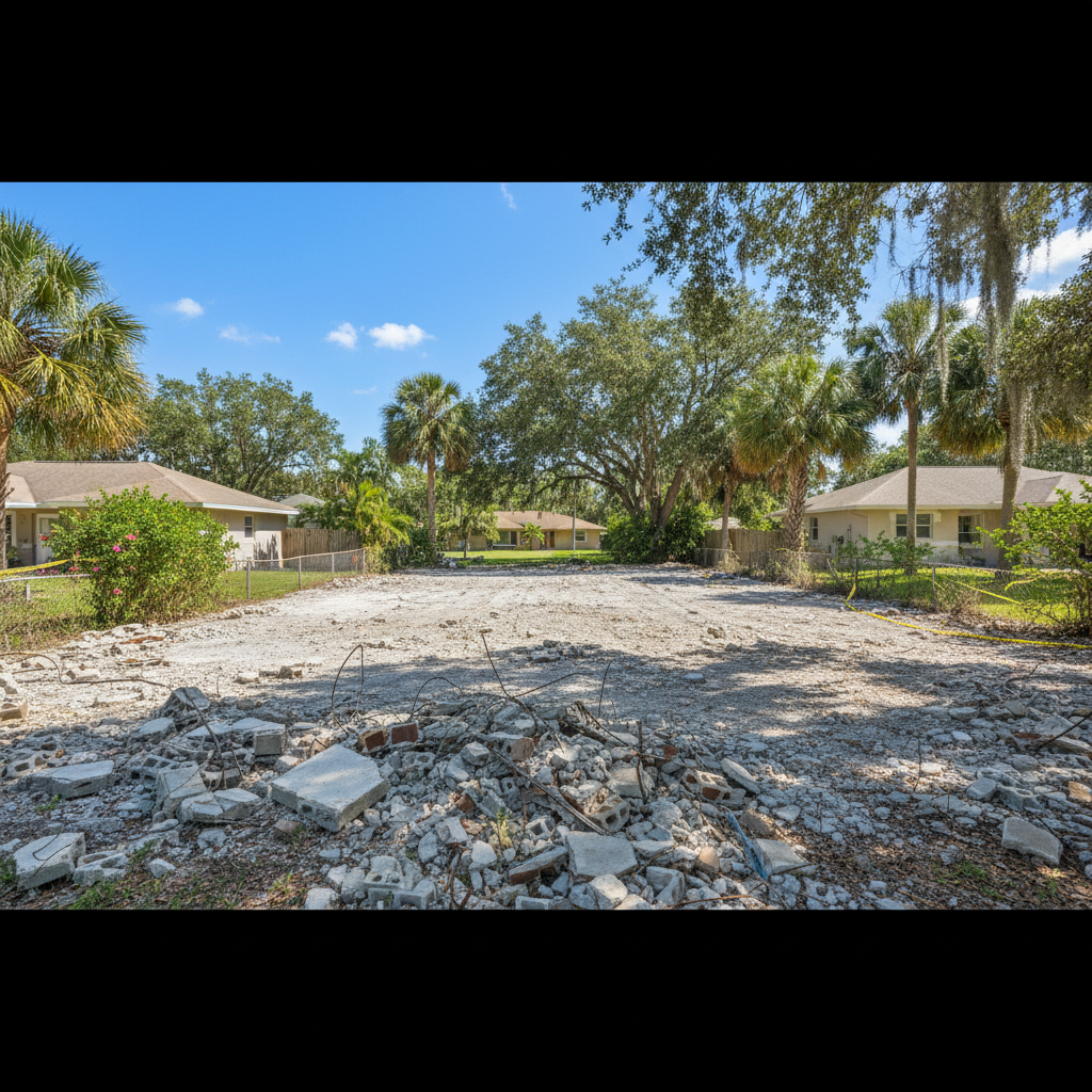 Completed full building demolition work at a residential property in Port Richey, FL