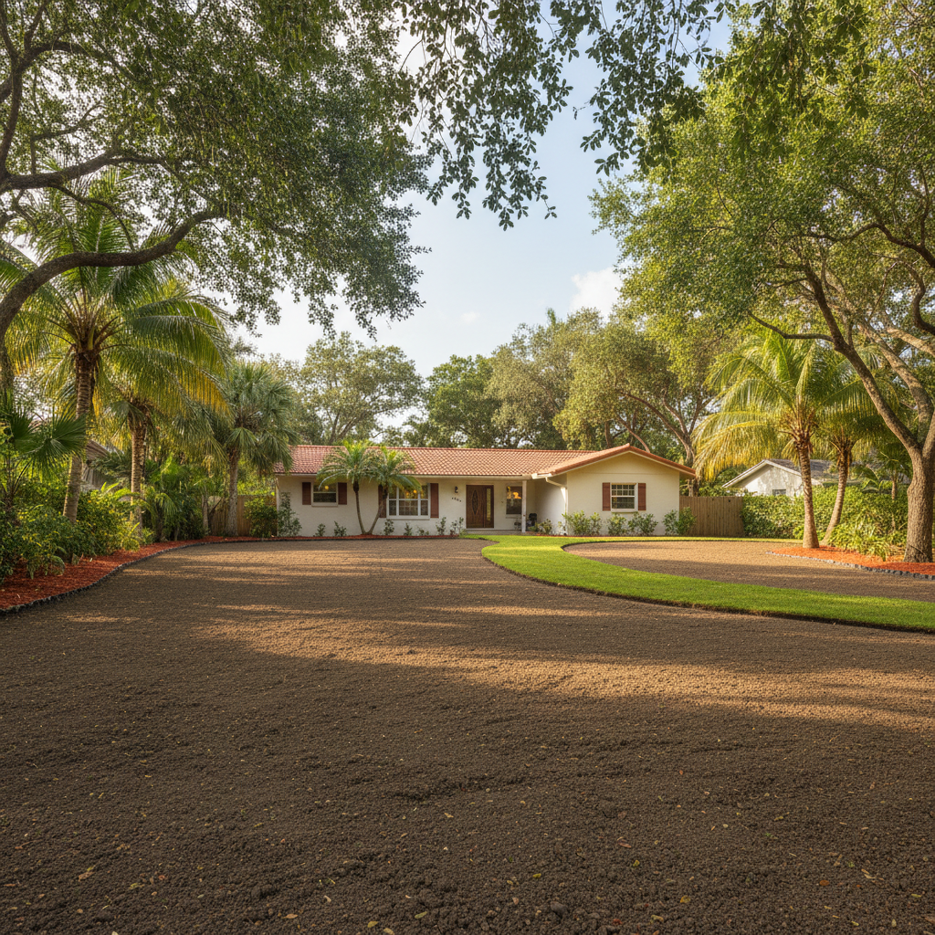 Completed lawn grading work at a residential property in Hialeah, FL