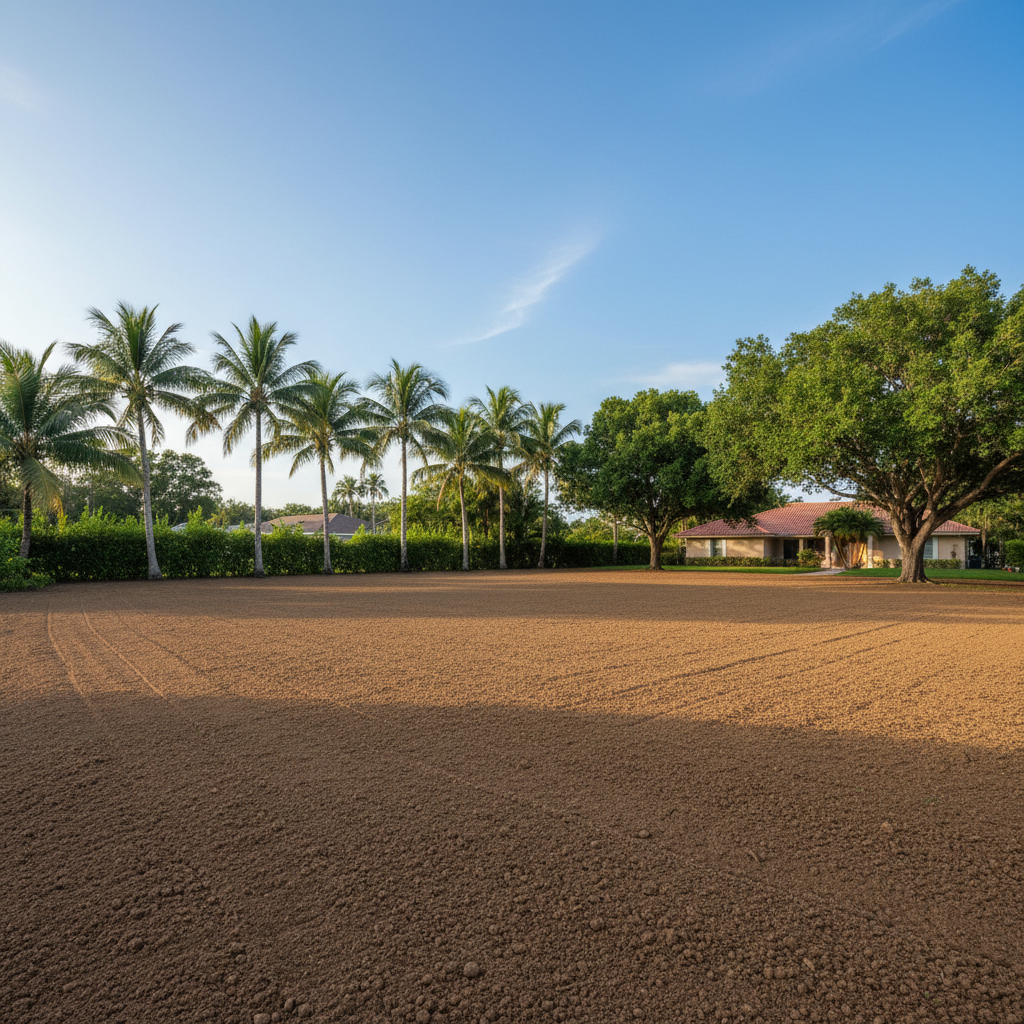 Completed lawn grading work at a residential property in Hialeah, FL