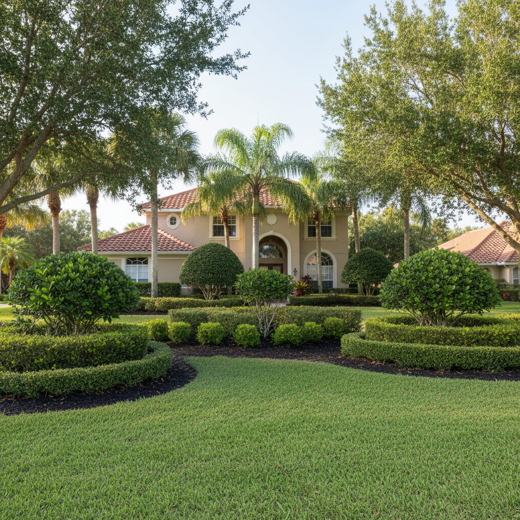 Completed shrub & bush trimming work at a residential property in Clermont, FL