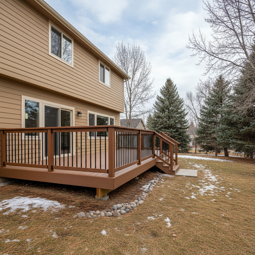 Completed deck railing installation work at a residential property in Boise, ID