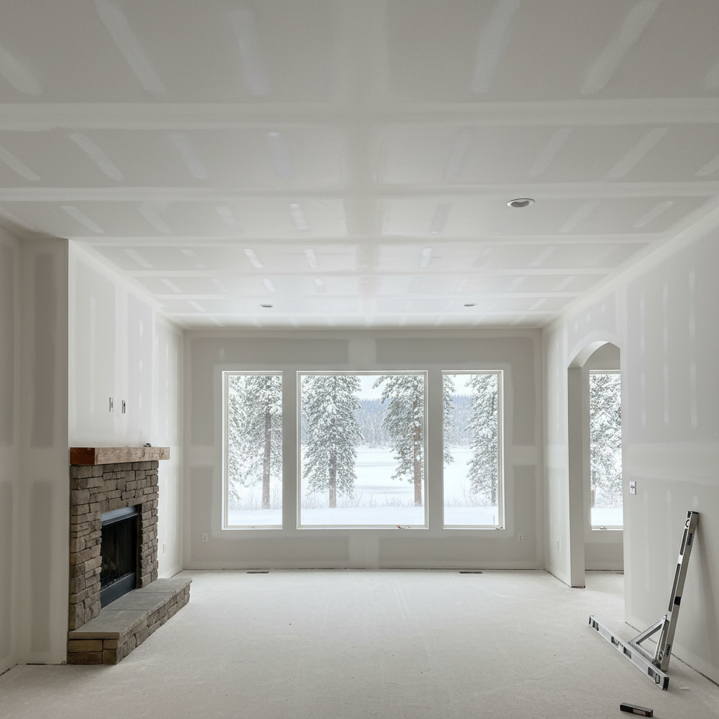 Completed drywall hanging work at a residential property in McCall, ID