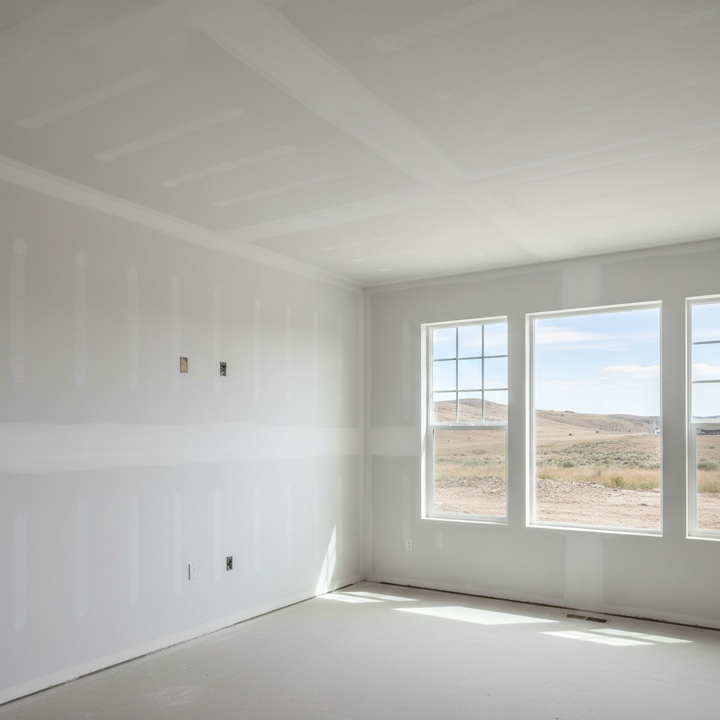 Completed sheetrock installation work at a residential property in Eagle, ID