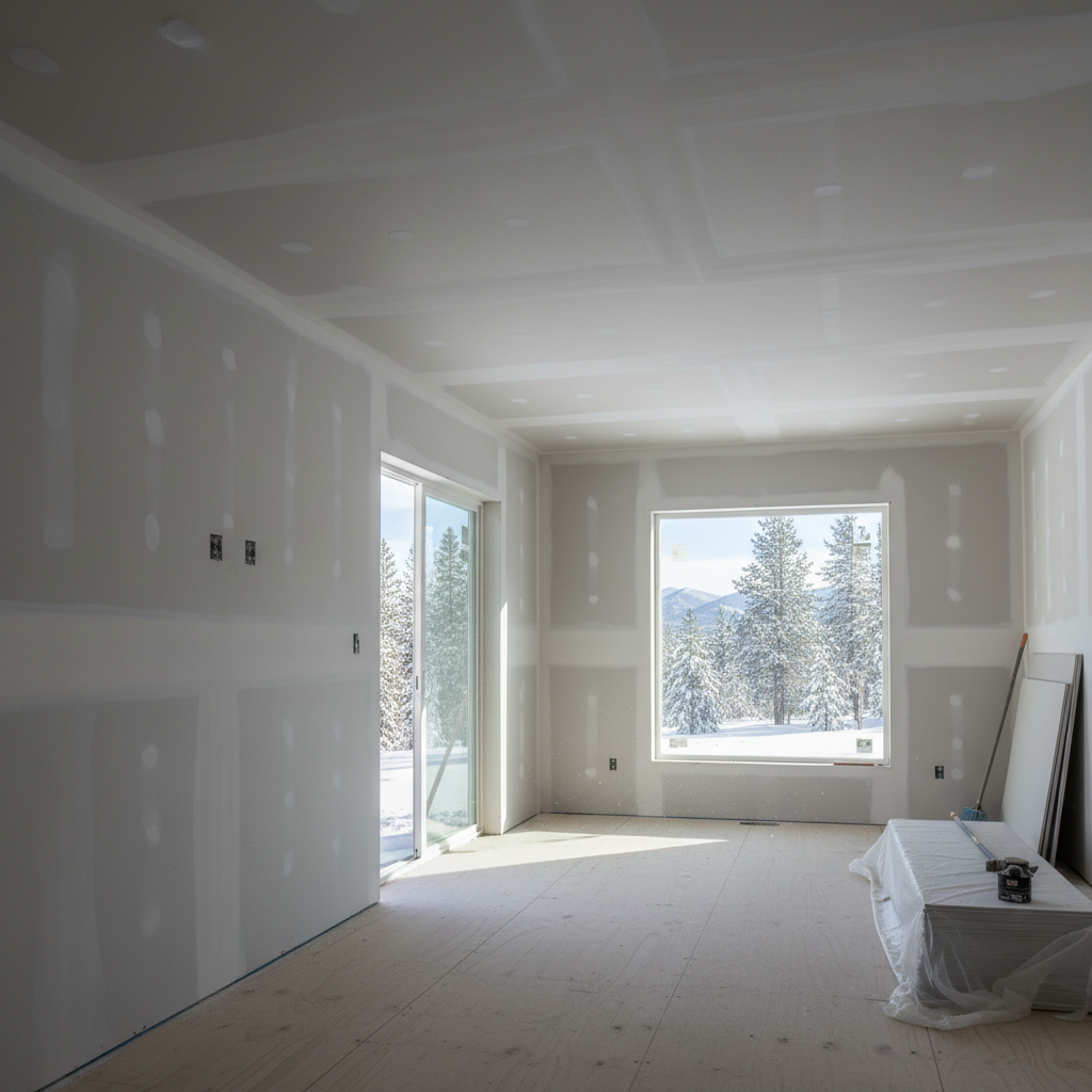 Completed drywall hanging work at a residential property in McCall, ID