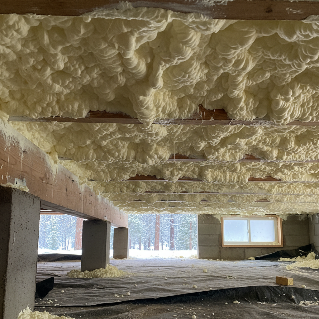 Completed crawl space insulation work at a residential property in McCall, ID