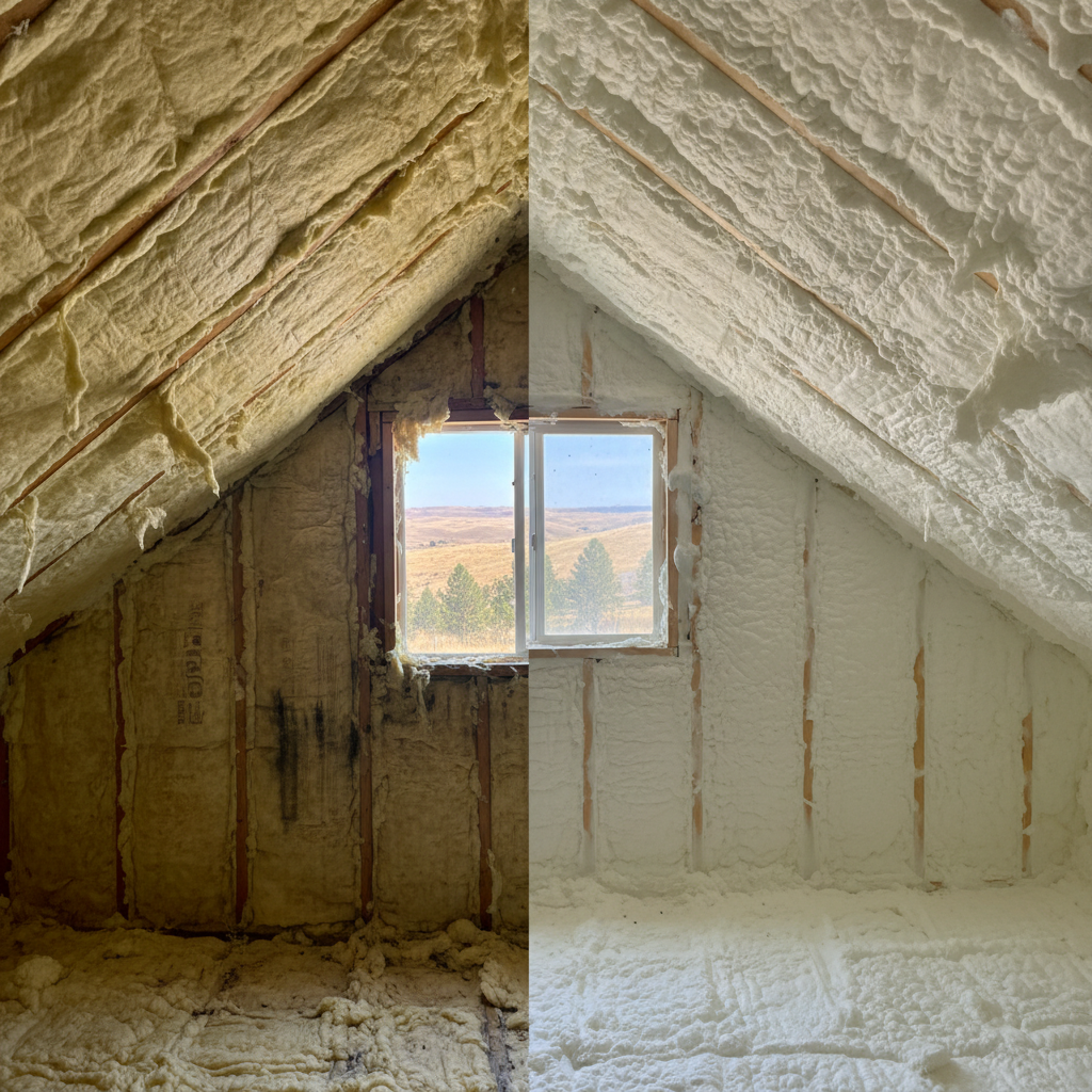 Completed open cell spray foam work at a residential property in Meridian, ID
