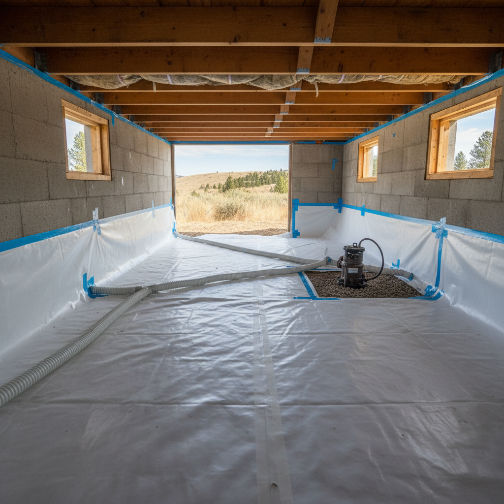 Completed crawl space water removal work at a residential property in Boise, ID