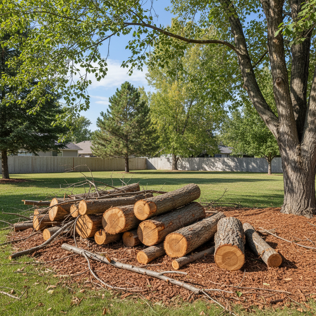 Completed tree trimming work at a residential property in Meridian, ID