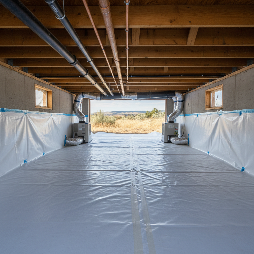Completed crawl space water removal work at a residential property in Boise, ID