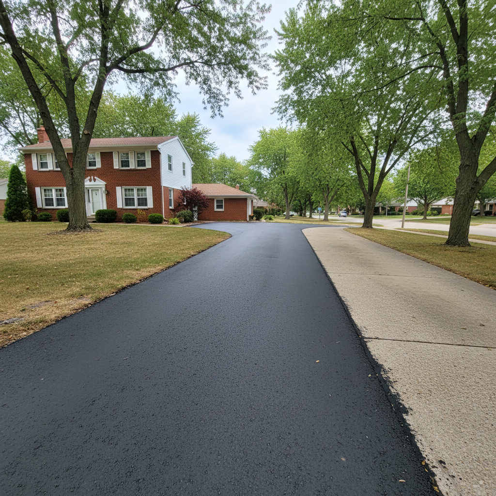 Completed asphalt patching work at a residential property in Franklin Park, IL