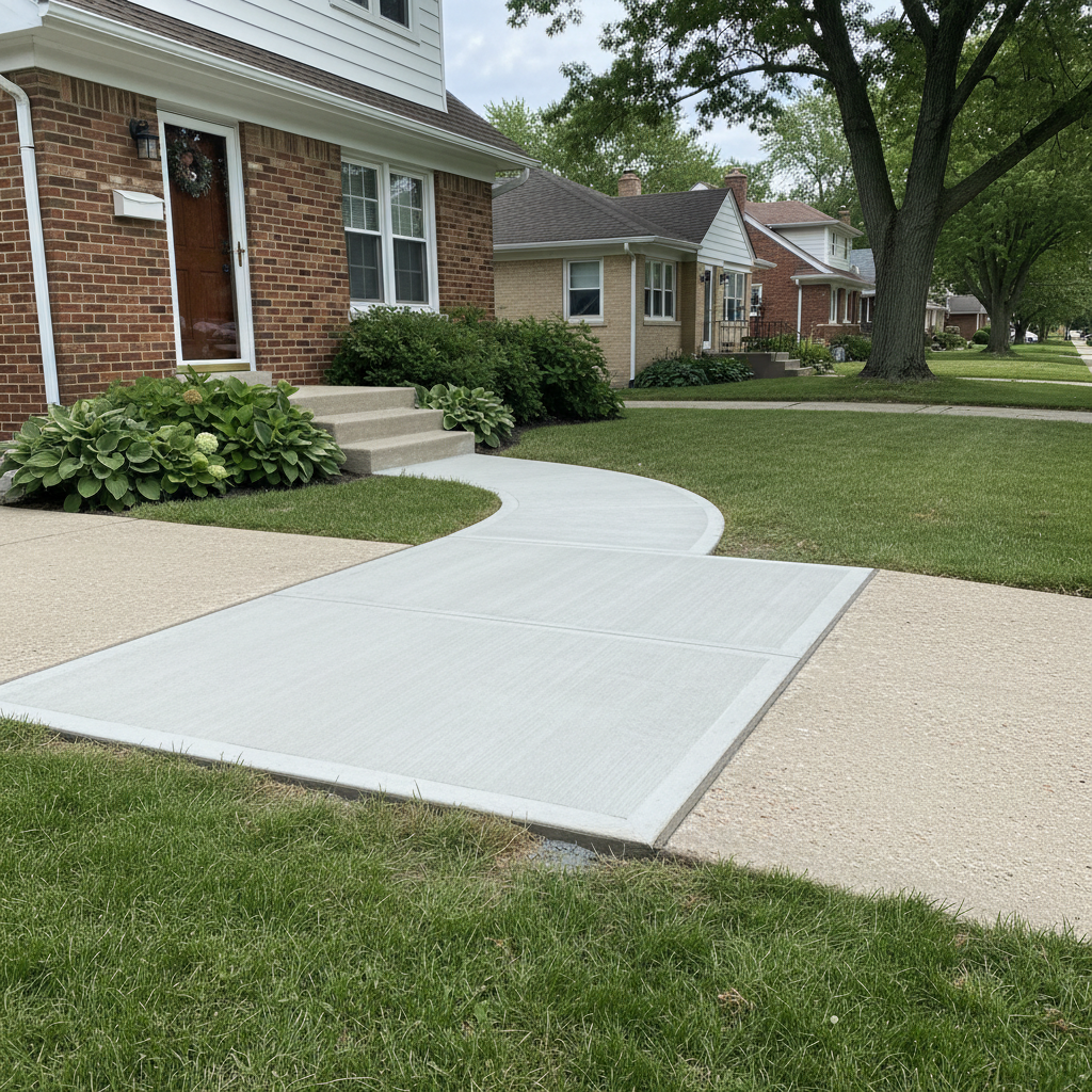 Completed concrete repair work at a residential property in Oak Park, IL