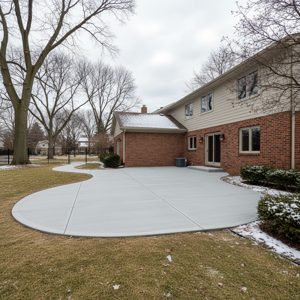 Completed concrete installation work at a residential property in Chicago, IL