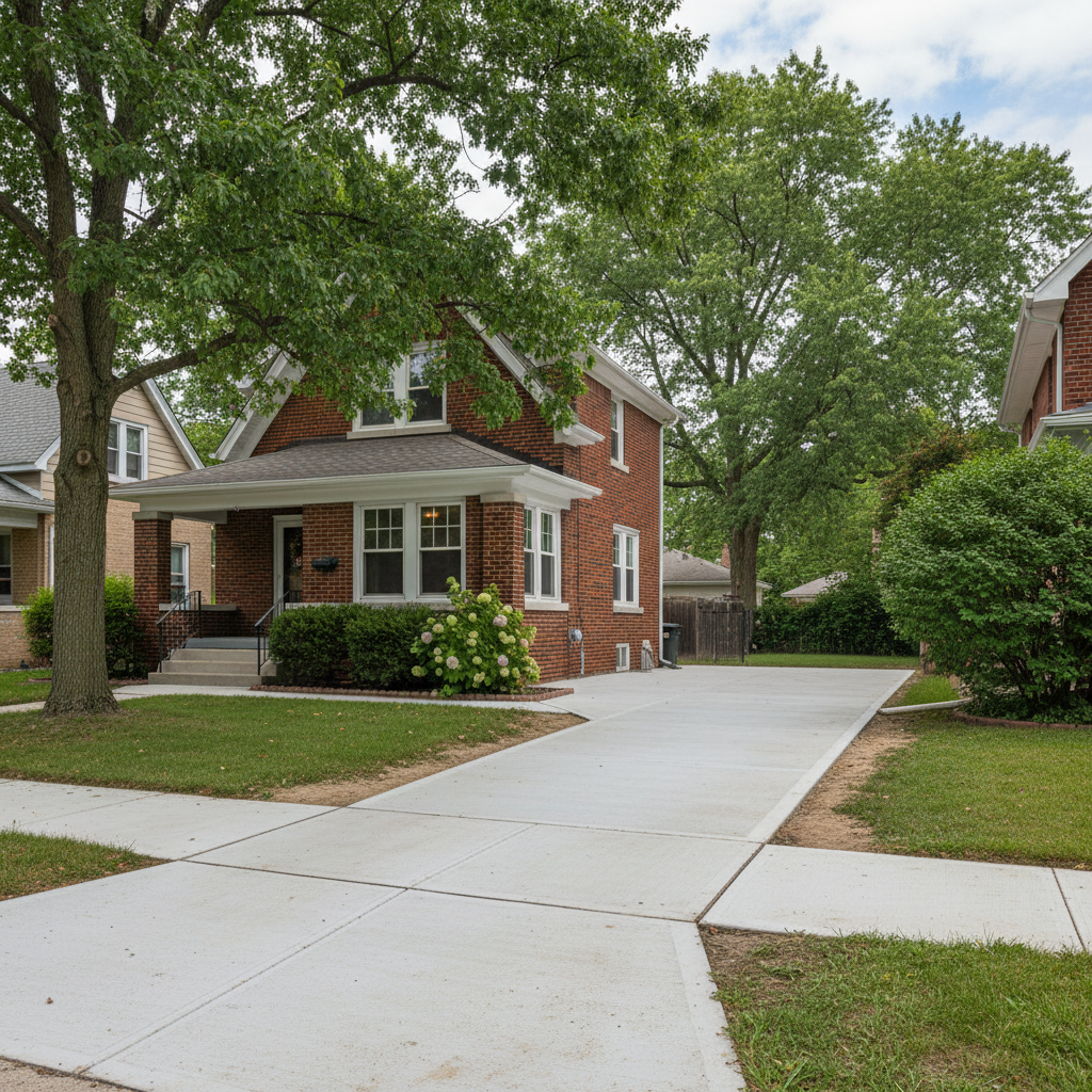 Completed concrete repair work at a residential property in Oak Park, IL