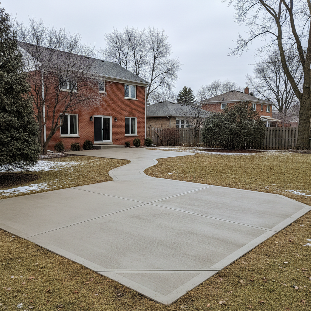 Completed concrete installation work at a residential property in Chicago, IL