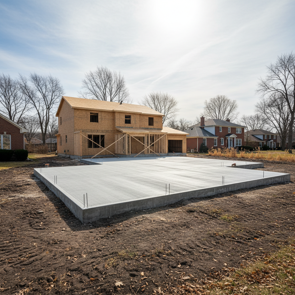 Completed concrete foundations work at a residential property in Arlington Heights, IL
