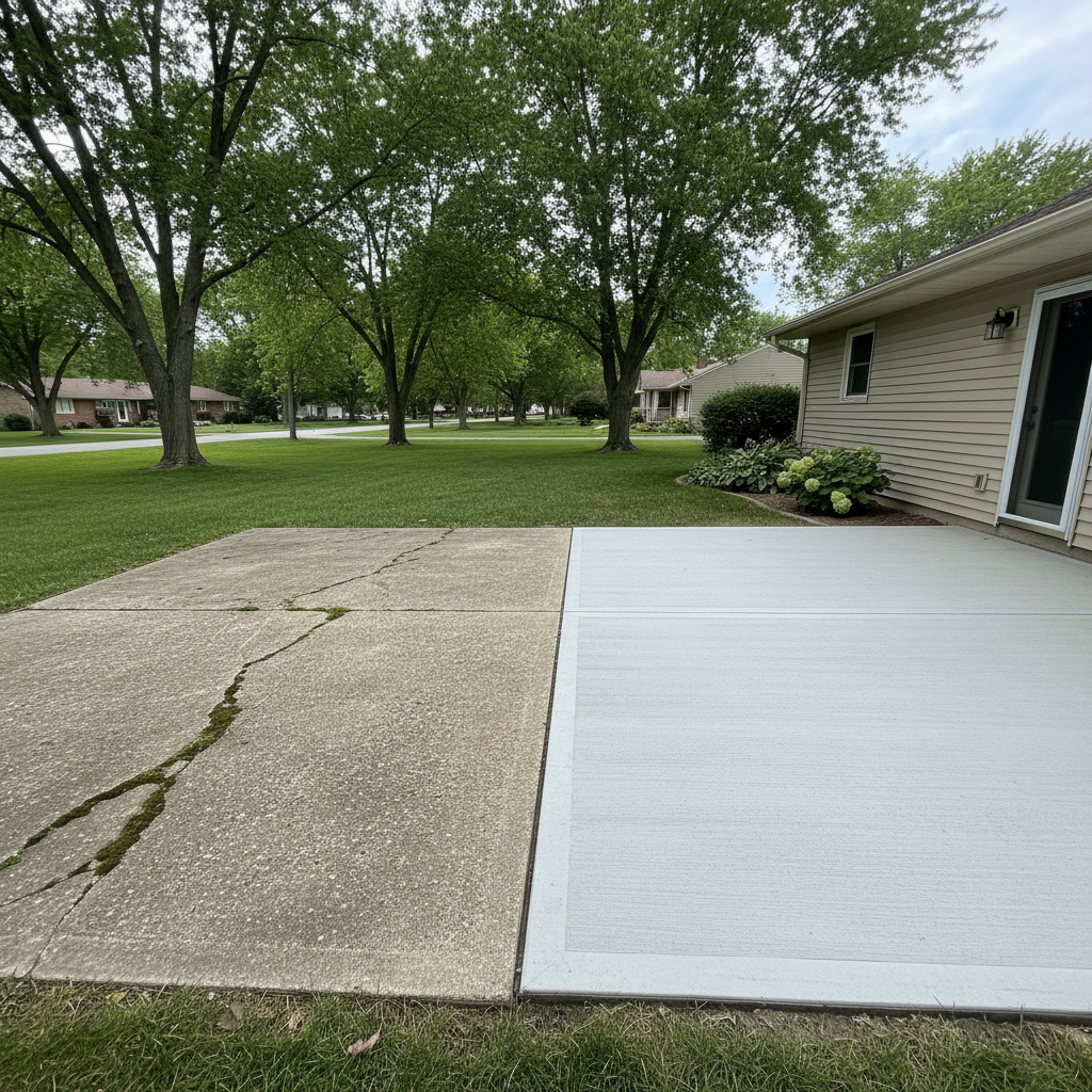Completed concrete flatwork work at a residential property in Elgin, IL