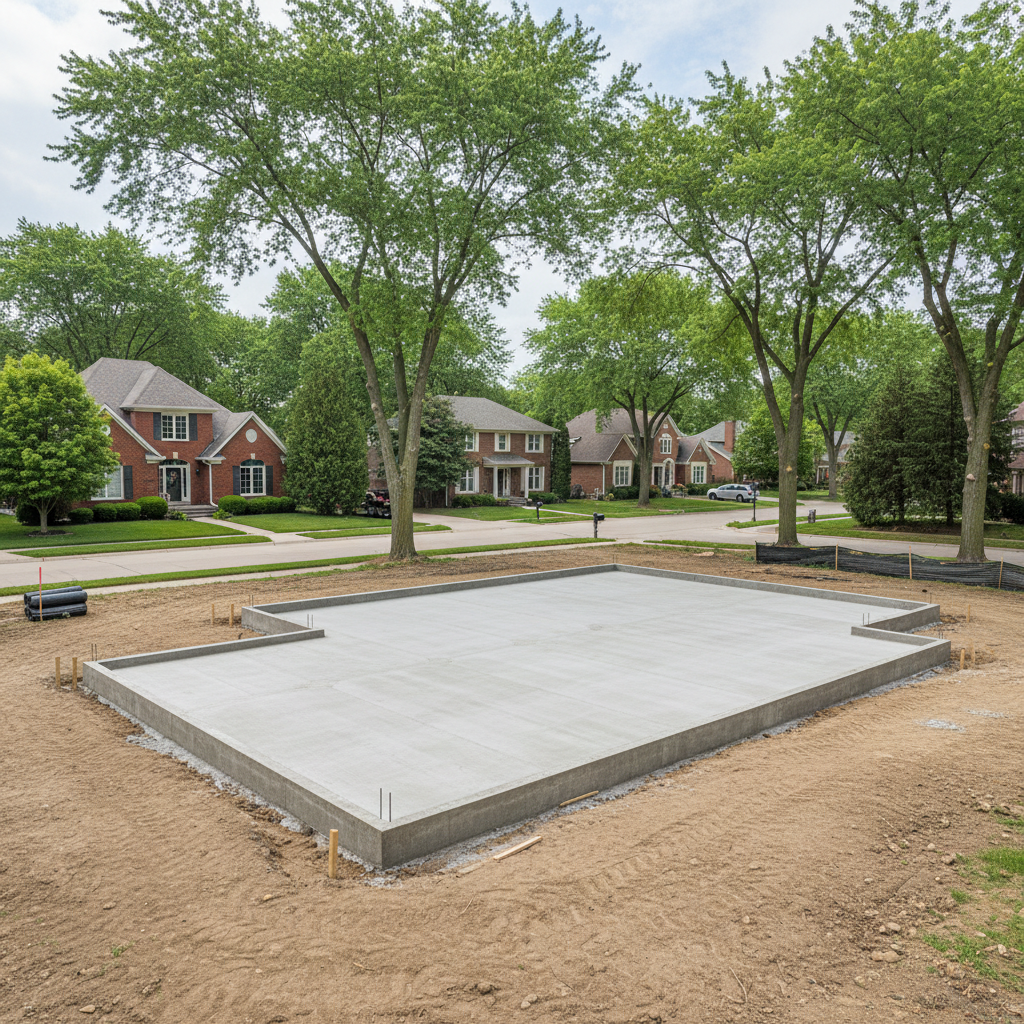 Completed concrete foundations work at a residential property in Arlington Heights, IL
