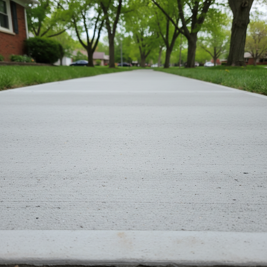 Completed concrete sidewalks work at a residential property in Wheaton, IL
