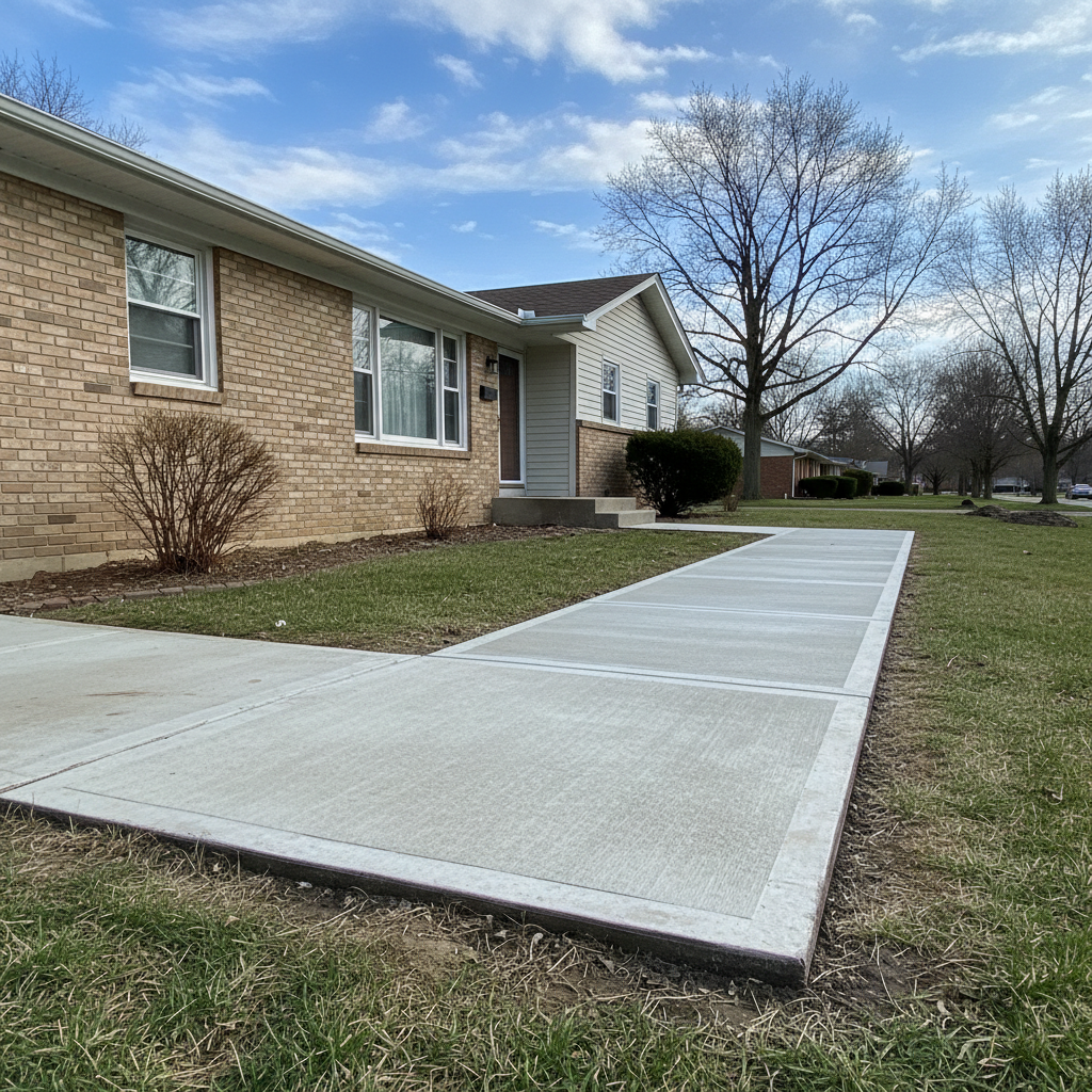 Completed concrete repair work at a residential property in Muncie, IN