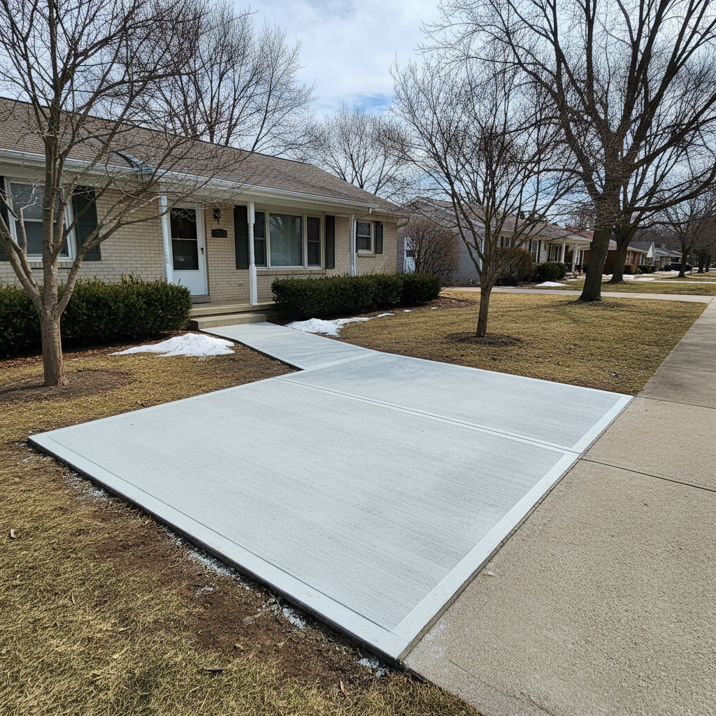 Completed concrete repair work at a residential property in Muncie, IN
