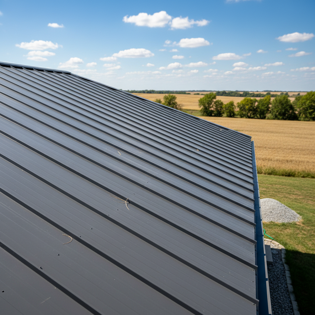 Completed metal roofing work at a residential property in Derby, KS