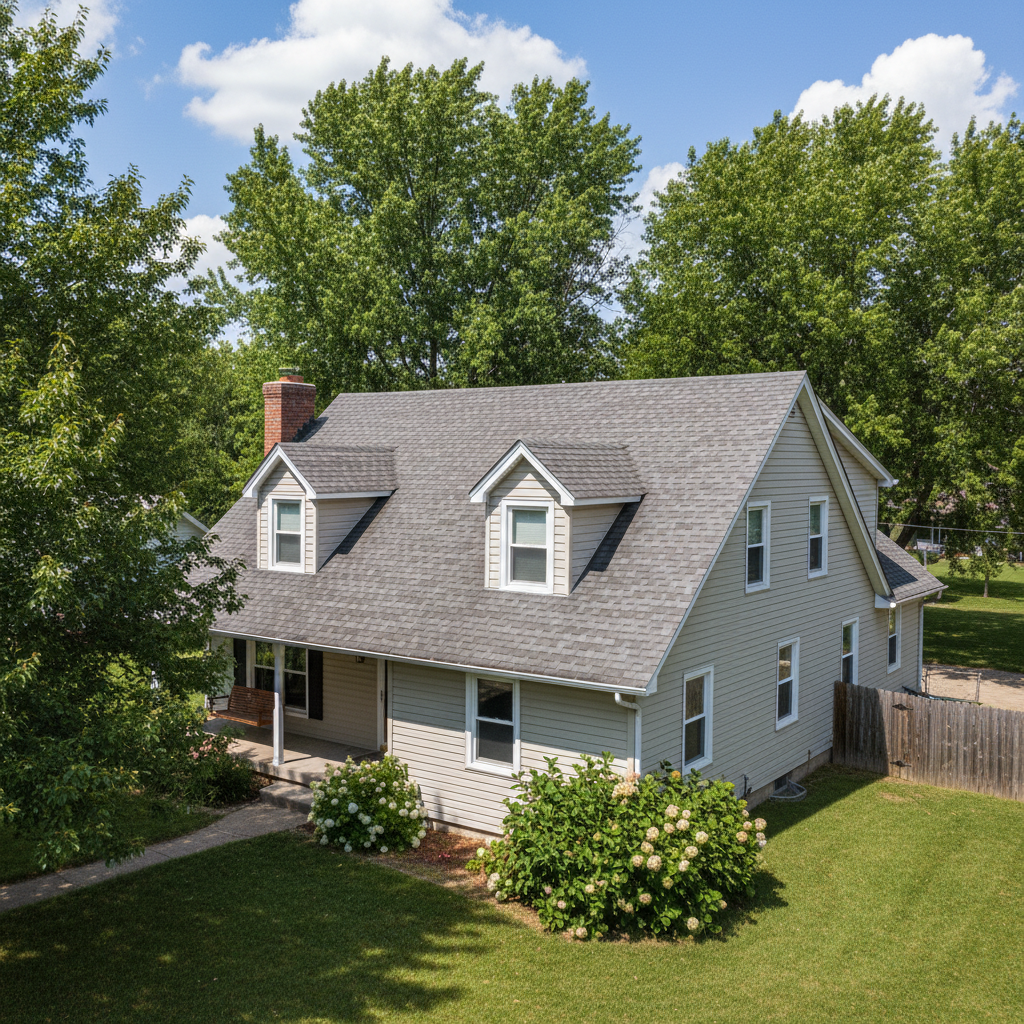Completed asphalt shingle roofing work at a residential property in Emporia, KS