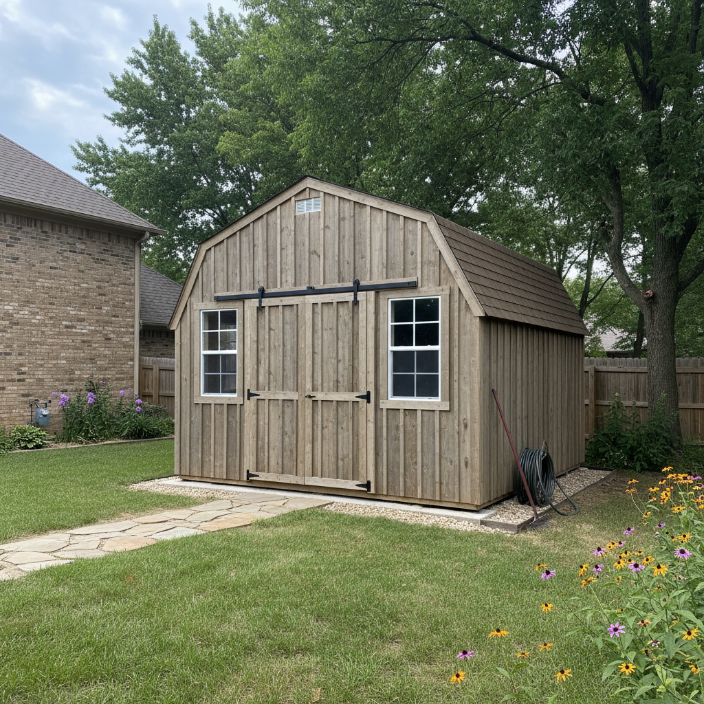 Completed custom shed design work at a residential property in Wichita, KS