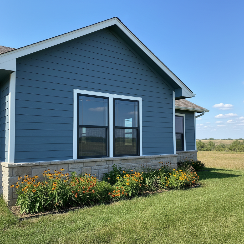Completed cement siding work at a residential property in Junction City, KS