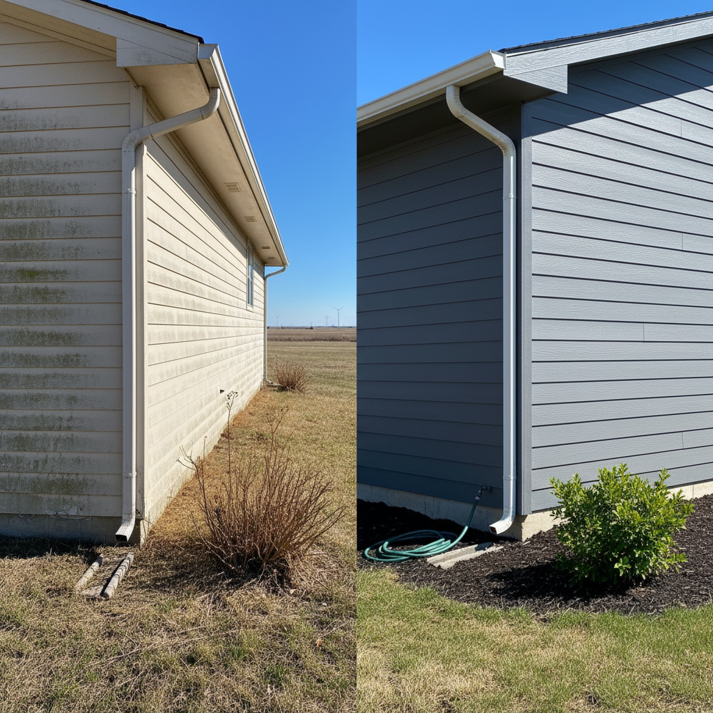 Completed siding cleaning work at a residential property in Garden City, KS
