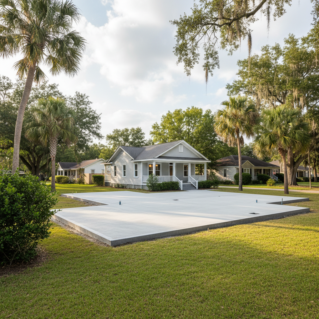 Completed concrete foundations work at a residential property in New Orleans, LA