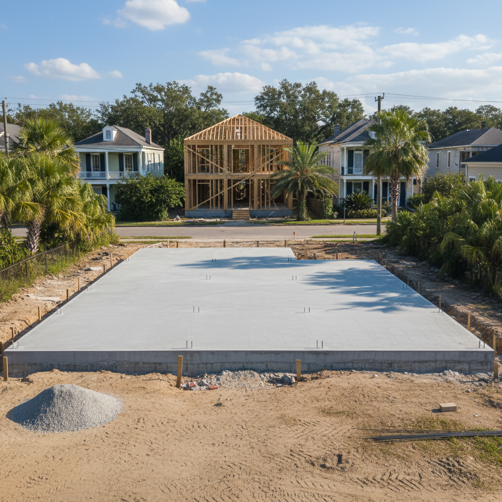 Completed concrete foundations work at a residential property in New Orleans, LA