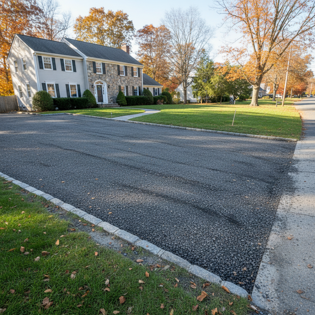 Completed asphalt milling work at a residential property in Waltham, MA