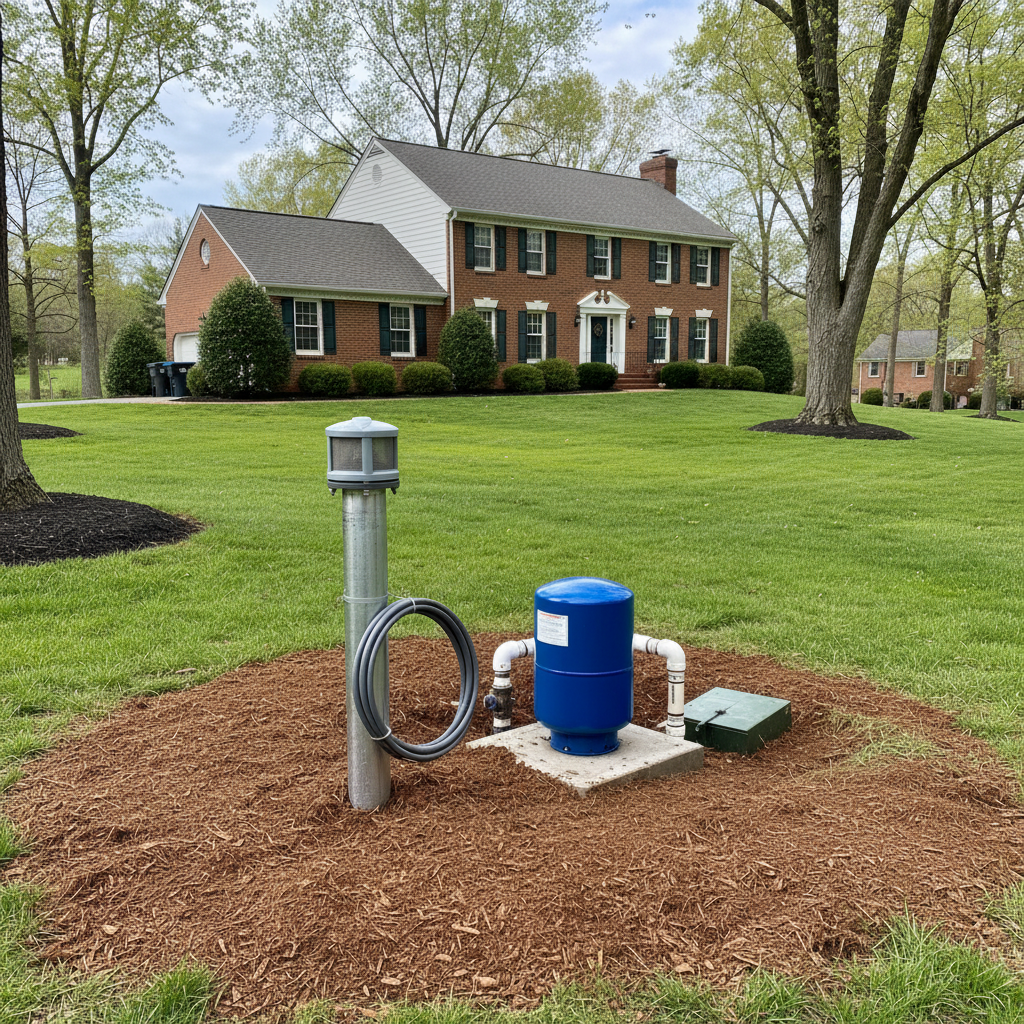 Completed pump installation work at a residential property in Baltimore, MD