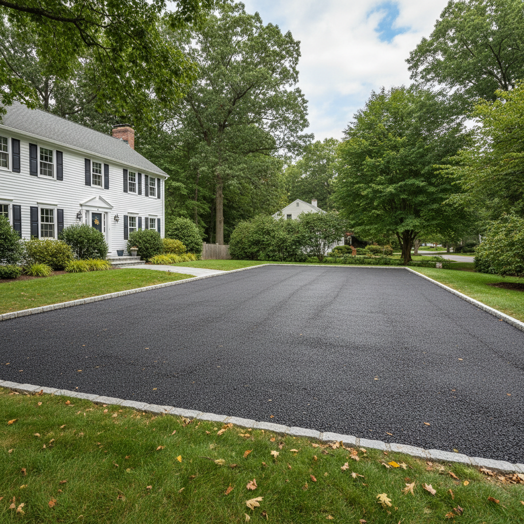 Completed asphalt milling work at a residential property in Waltham, MA