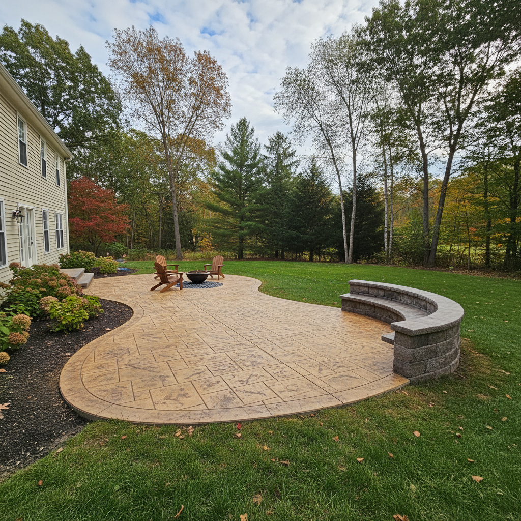 Completed concrete installation work at a residential property in West Greenwich, RI