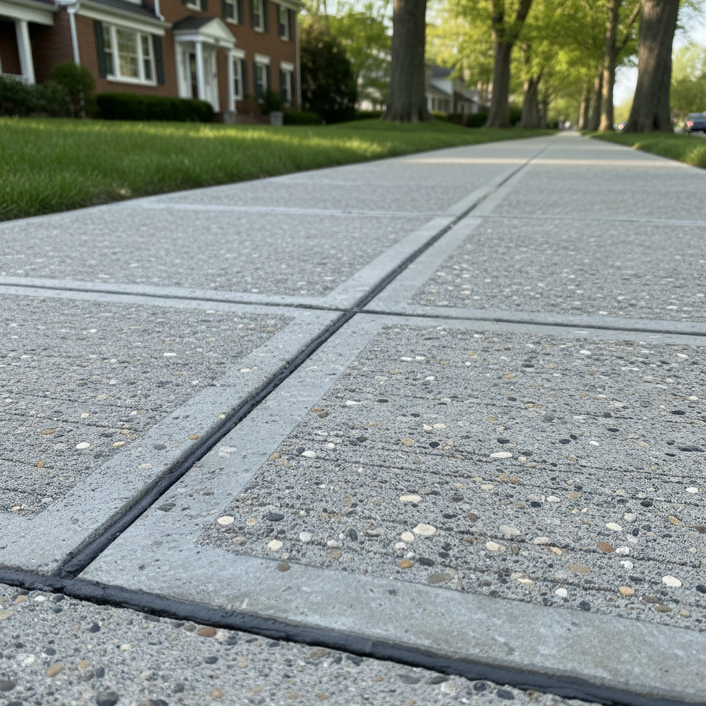 Completed concrete sidewalks work at a residential property in Brookline, MA