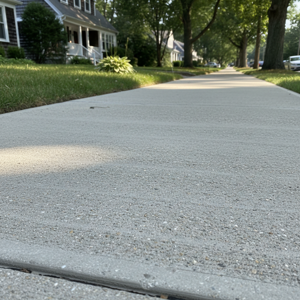 Completed concrete sidewalks work at a residential property in Brookline, MA